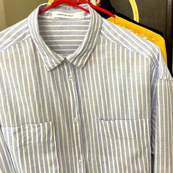 American holic cotton striped shirt| NWOT - Picture 4 of 14